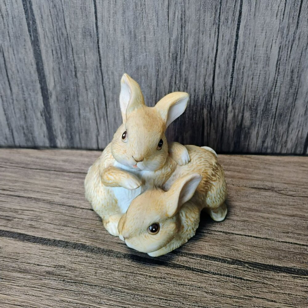 Vintage Homco Bunnies Rabbits Figurine, Brown Porcelain 1455 Easter Decor Gift - Picture 7 of 7